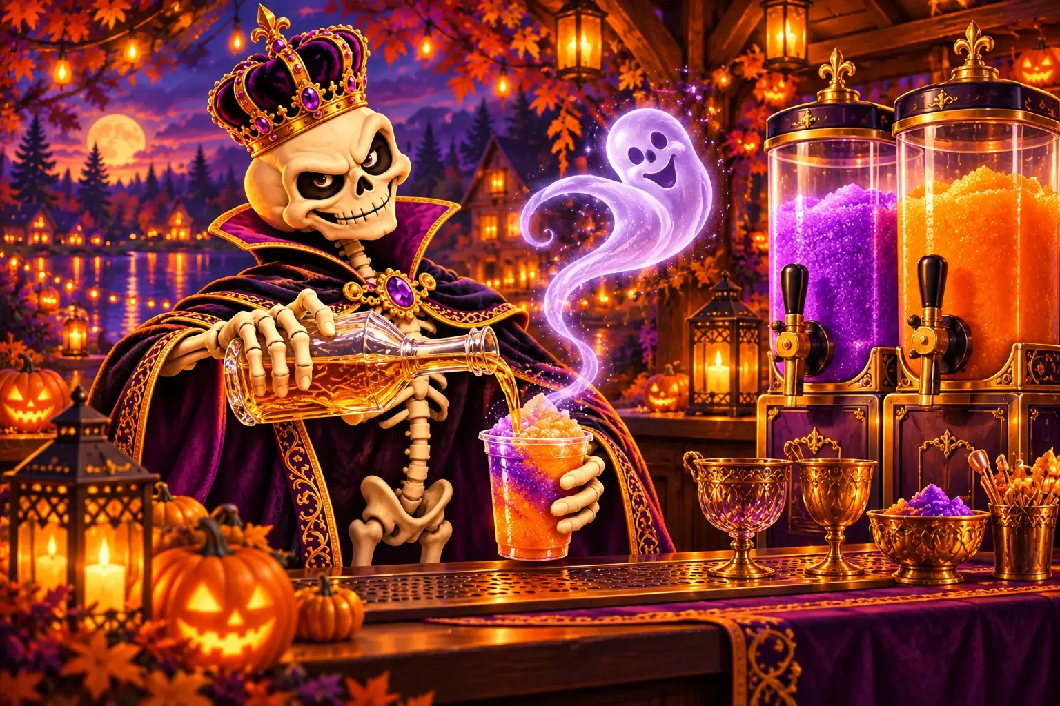 The Realm’s crowned skeleton host adding a playful spirit to an adults-only slushie