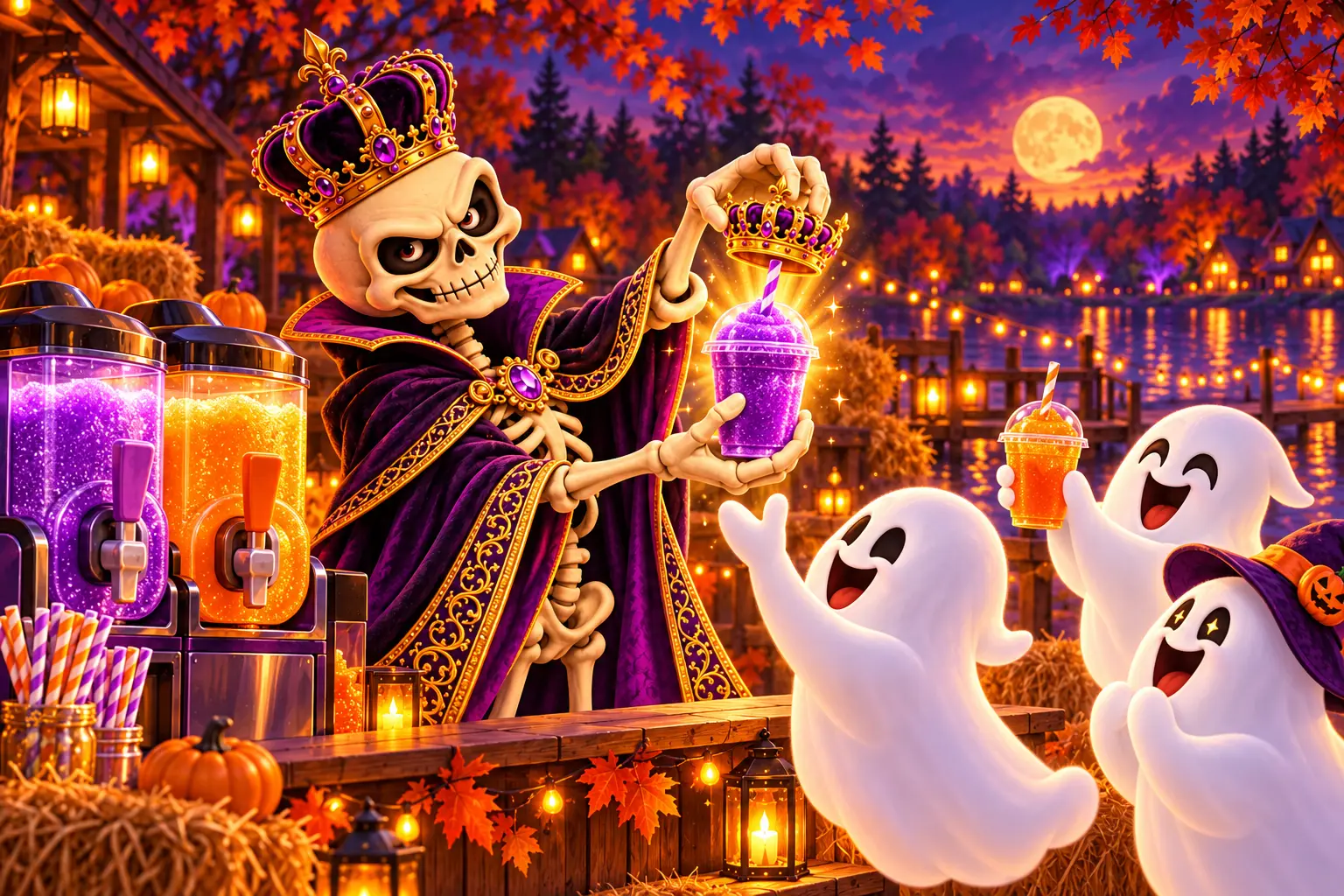 The Realm’s crowned skeleton host crowning an alcohol-free frozen slushie
